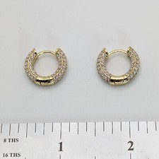 Small Gold Hoop Earrings with CZ diamonds for Women