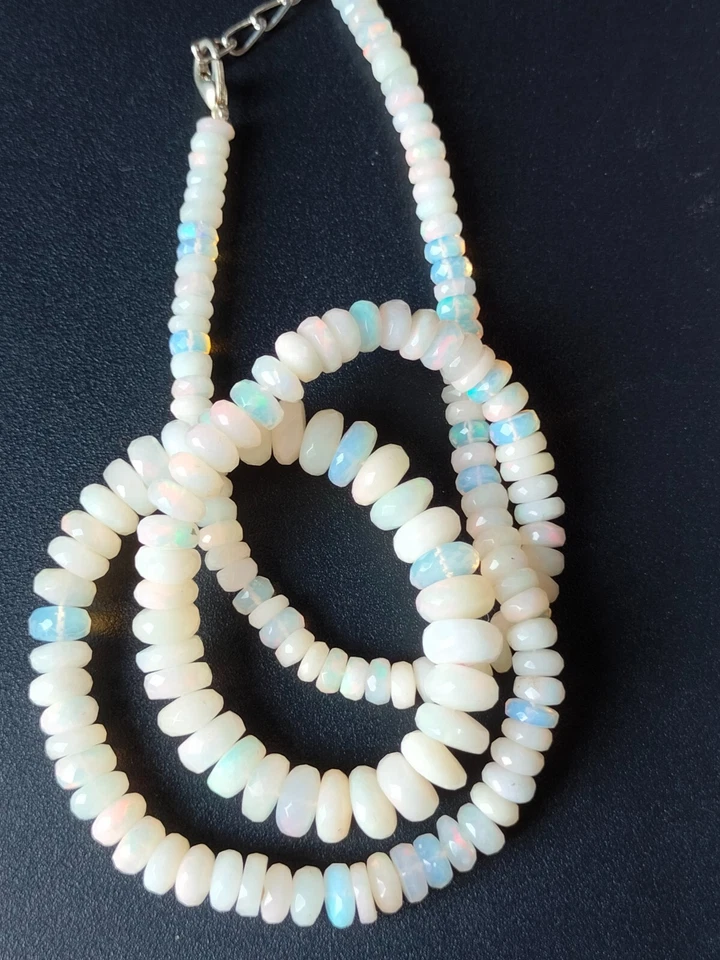 Welo Fire 蛋白石刻面珠 5-9 毫米项链 18 英寸长,送给妈妈的礼物,全部。 — 第 4/4 张图片