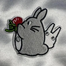 My Neighbor Totoro Eating a Strawberry Iron On Embroidery Patch