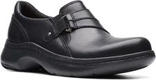 Clarks Womens Clarks Pro Sky Loafer Slip Resistant Black Leather wo/bx 26175530