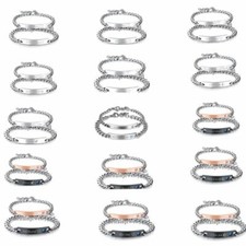 2pcs His and Hers Couple Matching Set Stainless Steel Bracelet Valentine Gift