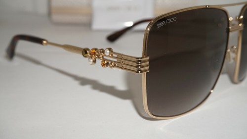 Jimmy Choo New Sunglasse Aviator Gold Brown TONIA/S 01Q 61 15 140 - Picture 4 of 12