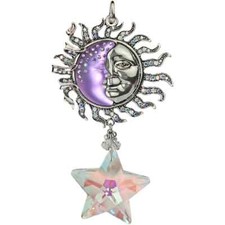 KIRKS FOLLY SEAVIEW MOON SHADOW OPEN RING CHARM PENDANT SILVER TONE PURPLE TW