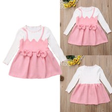 Toddler Baby Girls Dress Short Sleeve Casual Cotton Dresses Bowtie Sundress