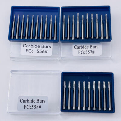 10-100pcs Dental FG #557#558 Straight Fissure Carbide Burs High speed HKD