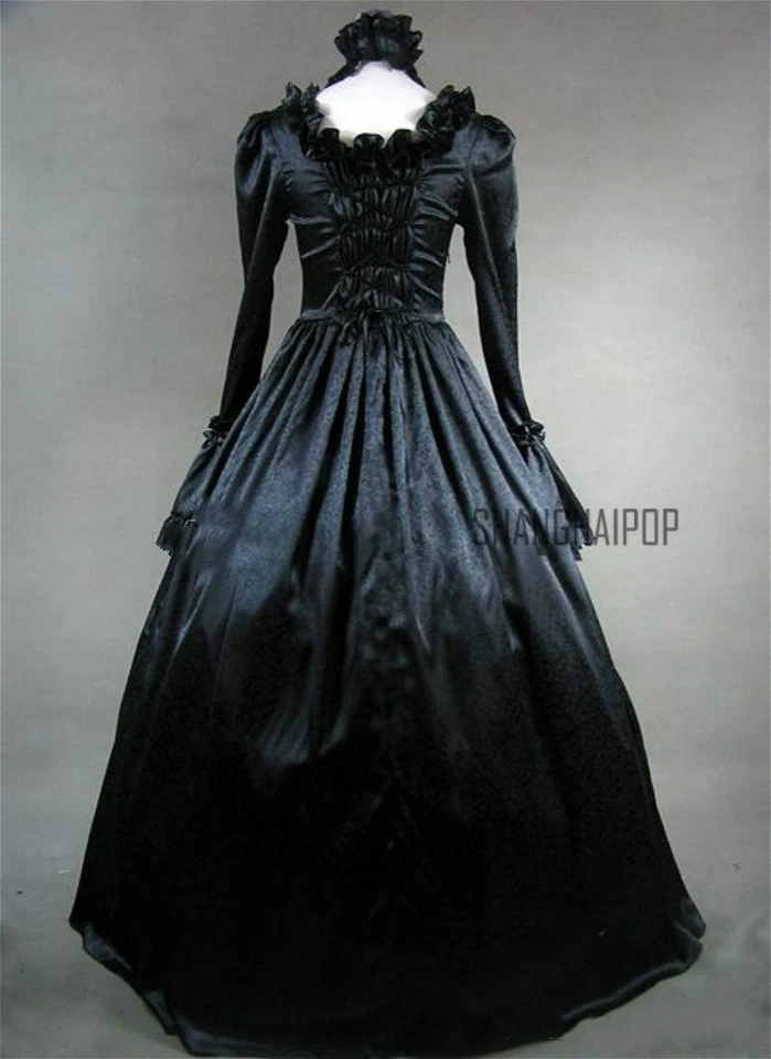 Damen Lolita Viktorianisch Gothic Kleid Rüschen Steampunk Abend Retro Kostüm Neu - Bild 4 von 4