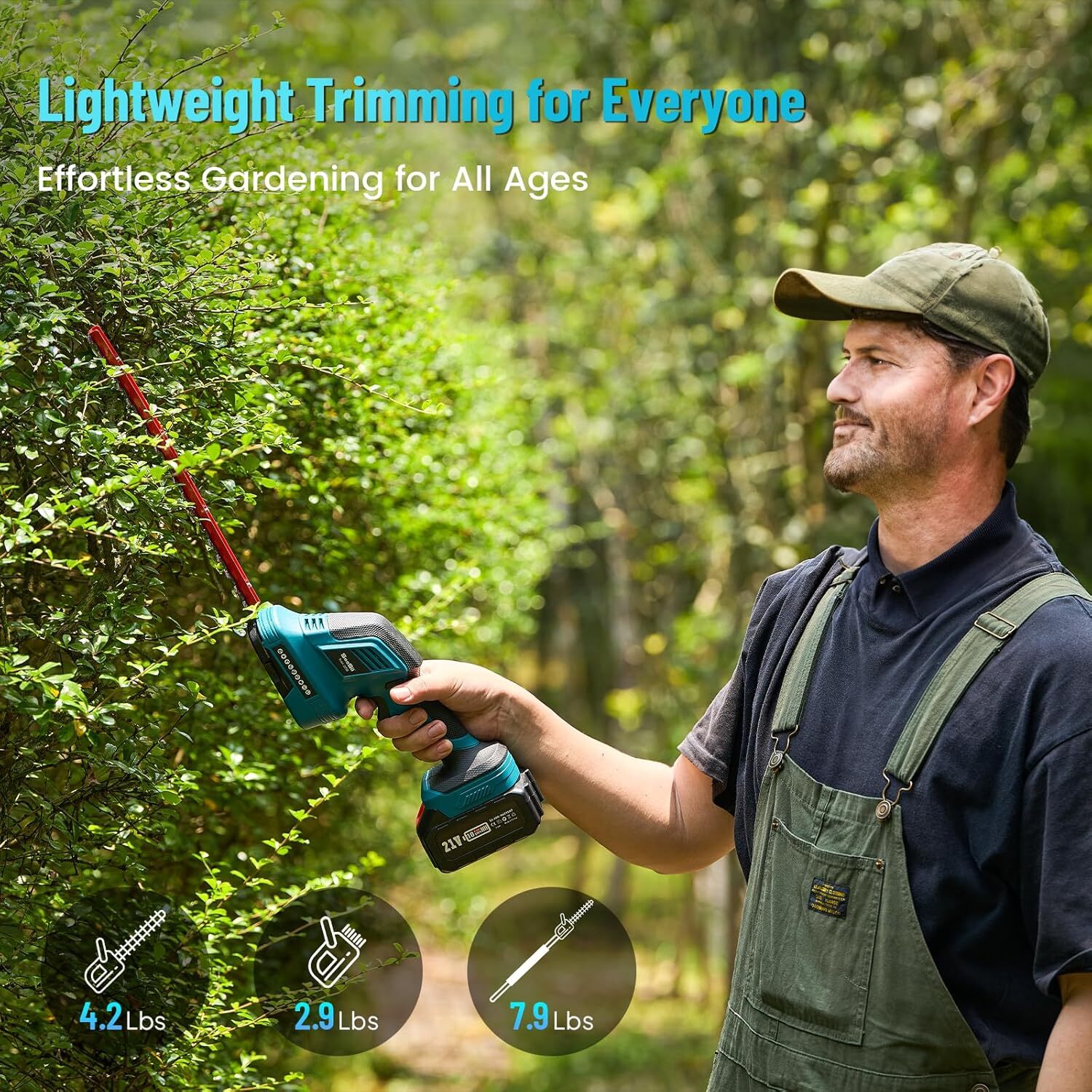 Seesii Cordless Pole Saw Brush Cut Gas Hedge Trimmer Tree Weed 10ft Telescopic