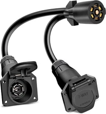 Nilight 7 Way Y Splitter Trailer Adapter 7 Pin Female to Dual Male Trailer Plug