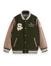 SCOTCH & SODA Collegejacke aus Wolle mit Lede...