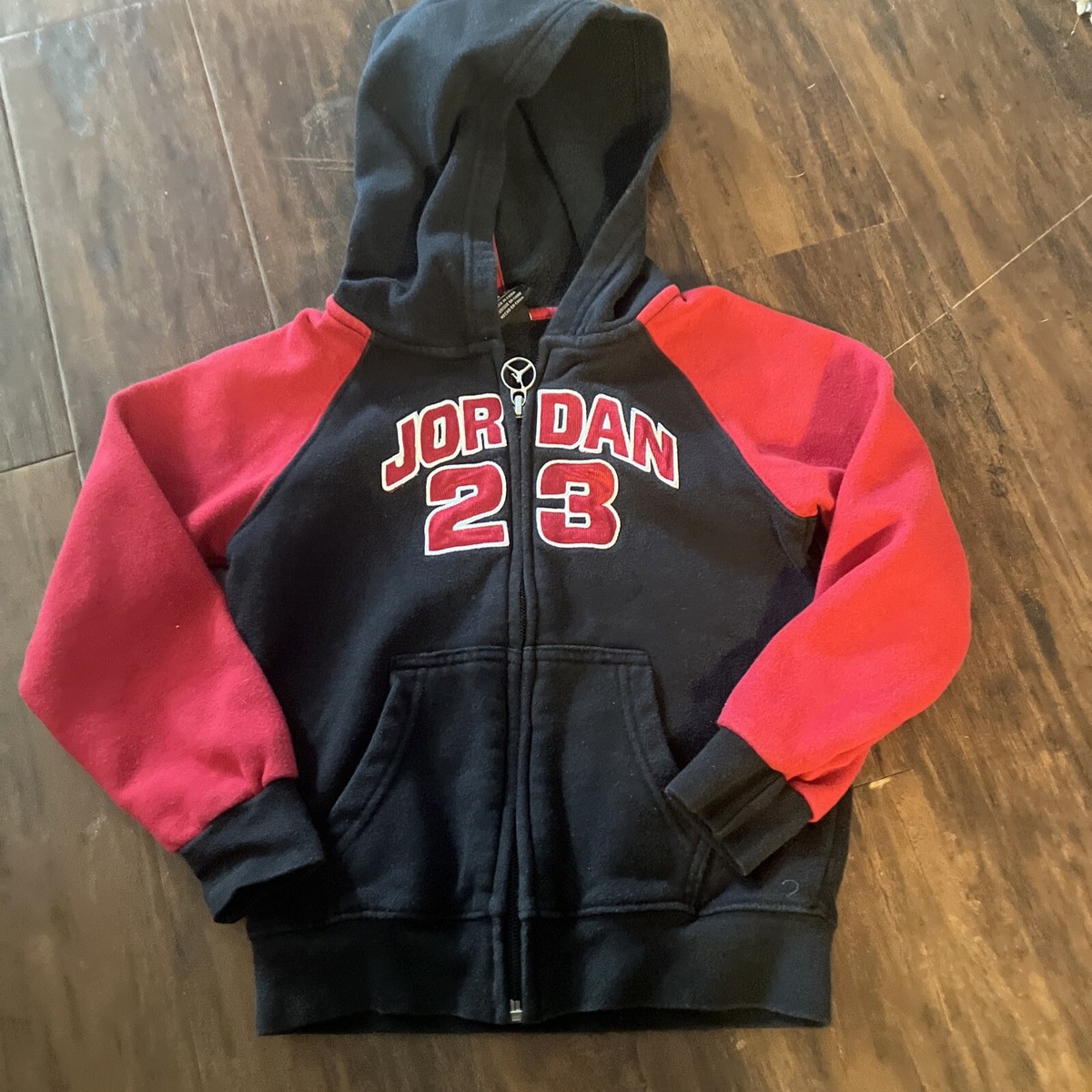 NIKE AIR JORDAN JUMPMAN LOGO BOYS ZIP UP JACKET RED BLACK SIZE HOODIE KID  23
