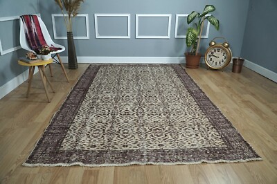 Boho Area Rug, Vintage Turkish Rug, Beige Decor Rug, Carpet, 5.38x8.86 ft H-2519