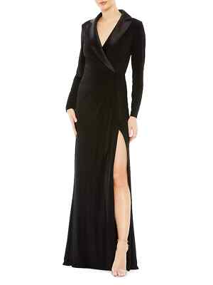 Ieena Mac Duggal Black Long Sleeve Tuxedo Gown Size 12 $398