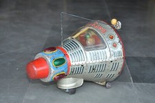 Vintage MT Mark Capsule 7 Litho Spaceship With Astronaut Battery Tin Toy, Japan