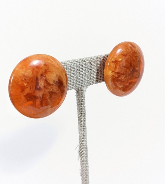 Orange semi-translucent marbled Bakelite Vintage … - image 7