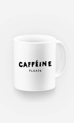 Becher Tasse Keramik weiß CAFFEINE PLEASE