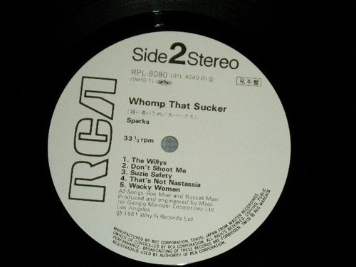 SPARKS Japan 1981 RPL-8080 White Label PROMO NM LP+Obi WHOMP THAT SUCKER - Imagen 6 de 6