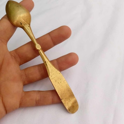 ANTIQUE Small Spoon Vintage Handmade Old copper Handcrafted Hammer Work 1850's - Picture 6 of 17