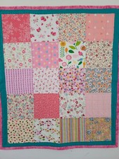 Baby Quilt, Play Mat, Handmade, Girly, 6.5" Squares Pattern