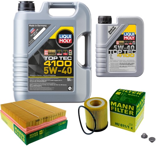 MANN Inspektionspaket 6 L LIQUI MOLY Top Tec 4100 5W-40 für Opel Signum Vectra