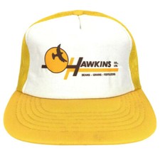 Vtg Hawkins Seed Fertilizer Hat Grain Logo Mesh Foam Snapback Trucker Farmer Cap