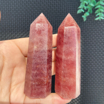 176g 2pcs Strawberry Quartz Point Tower Stone Quartz Crystal Specimen Healing