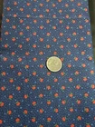 3/4 yds Red Apples Blue Stars Vintage Fabric by Cranston Print Works Dark Blue