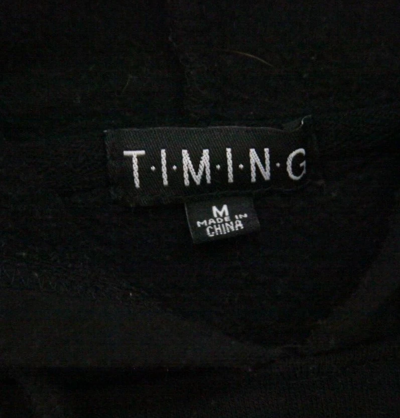 Medium Timing Black Hooded Sweatshirt Top Women's Solid Polyester Cotton WS430 - Image 4 of 4