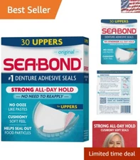 Water-Resistant Denture Adhesive Strips - 30 Count Uppers for Hassle-Free Wear