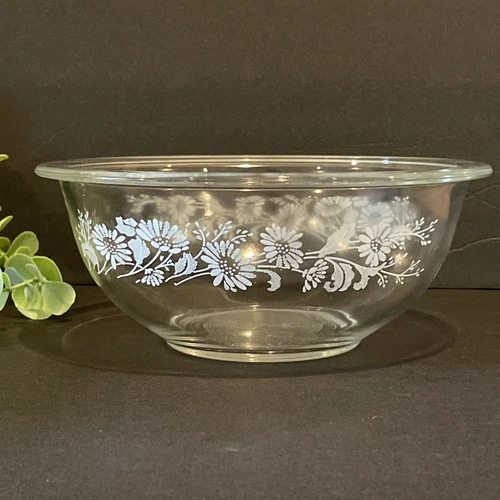 Vintage Pyrex Colonial Mist White Lace Clear Nesting Mixing Bowl #323