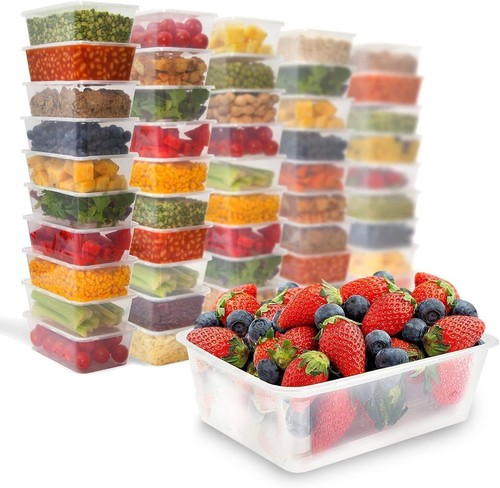 SATCO 650ml PLASTIC CONTAINERS TUBS CLEAR WITH LIDS MICROWAVE FOOD SAFE TAKEAWAY - Picture 2 of 19