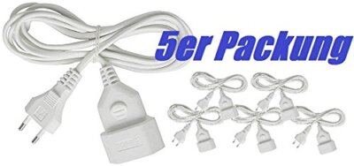 Brennenstuhl Kunststoff Verlängerungskabel in weiß 5m 5er Pack