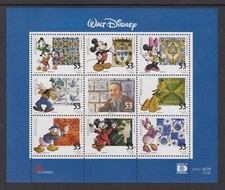 2001 Portugal Walt Disney Centenary Sheetlet of 9 stamps, Mint MUH