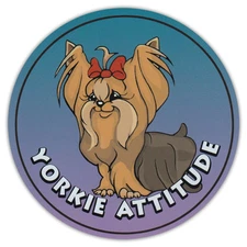 Round Dog Breed Car Magnet - Yorkie Attitude (Yorkshire Terrier) - Sticker
