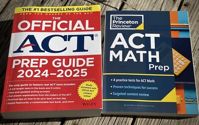 2024-25 Official ACT Prep Guide & Princeton Review ACT Math Prep Books Lot