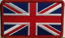 BRITISH Flag Embroidered Patch Union Jack England UK Great Britain Iron-On Red