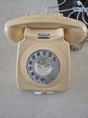 Vintage Creme Senf BT 746 Drehscheibentelefon, 60er/70er/80er Jahre Telefon Retro 
