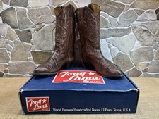 Tony Lama Brown Kidd Cowboy Leather Boots Size 10.5 D El Paso, Texas EB 499