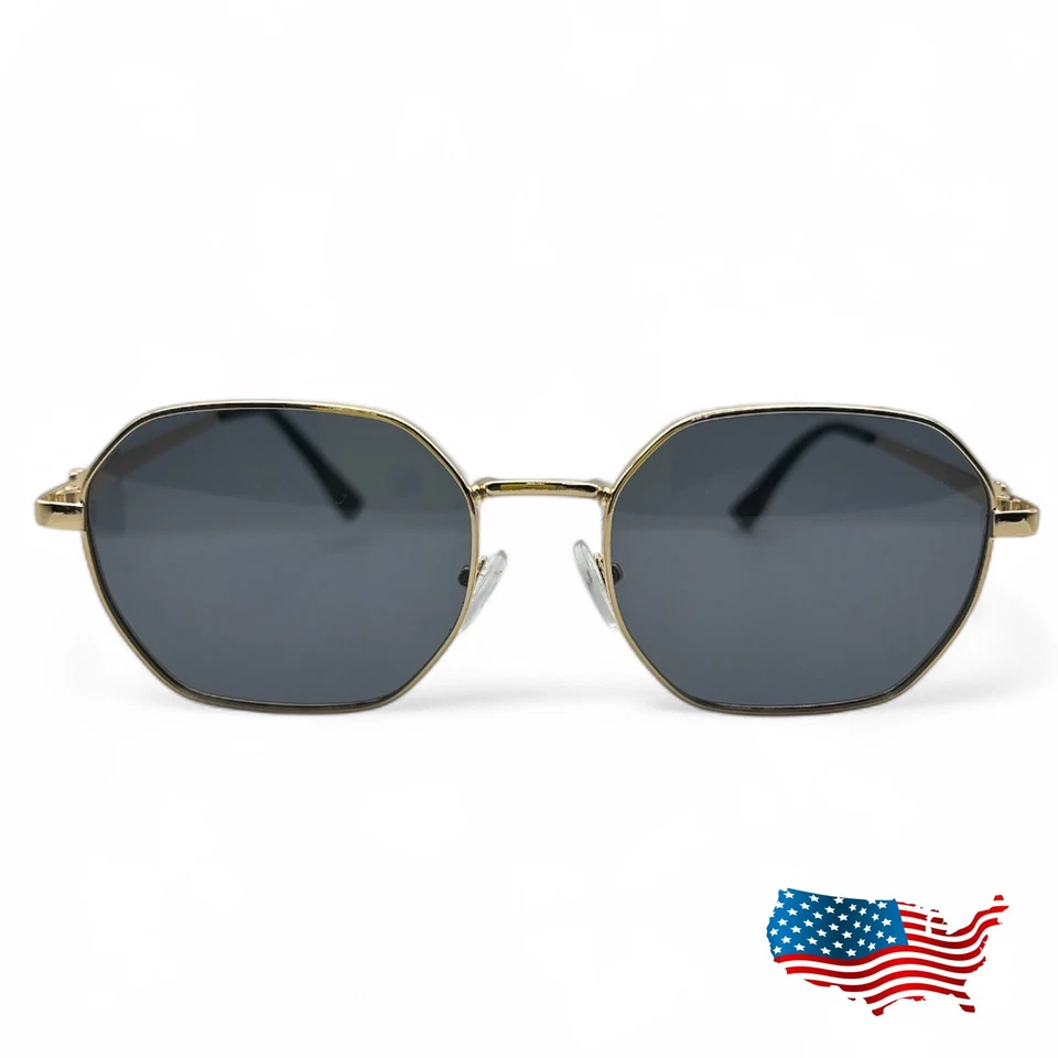 Geniales gafas de sol clásicas para hombre y mujer con marco dorado lentes negras sofisticadas Foto 3 de 3