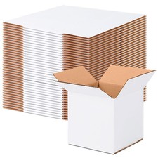 6x6x6 Small Shipping Boxes Set of 40, White Corrugated Cardboard Box for Smal...