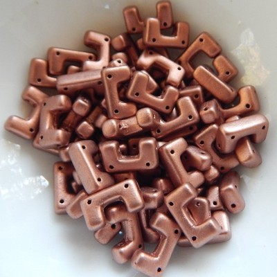 12 Beads - Telos  par Puca  Paris - Copper Gold Matte - Czech Glass