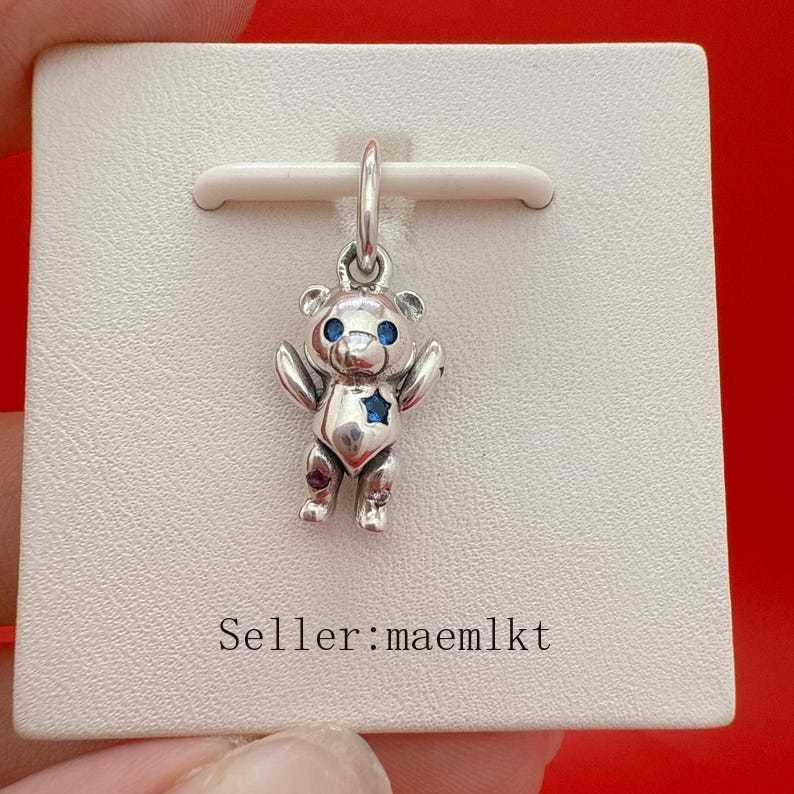 Nuevo Dije Colgante Oso de Peluche Movible Plata de Ley 925, Dije para Pulsera Foto 2 de 3