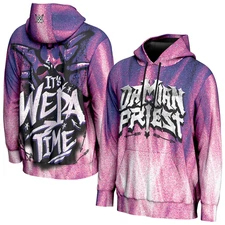 Mens ProSphere Damian Priest Wepa Time 3D Purple Hoodie WWE Wrestling Apparel