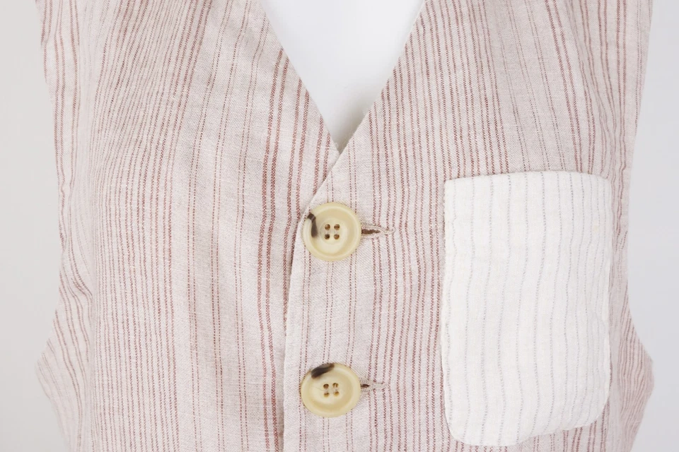 Vintage D&G Dolce Gabbana Men's Vest Patchwork 90s, Linen Waistcoat, Size IT50 M - Image 4 of 4