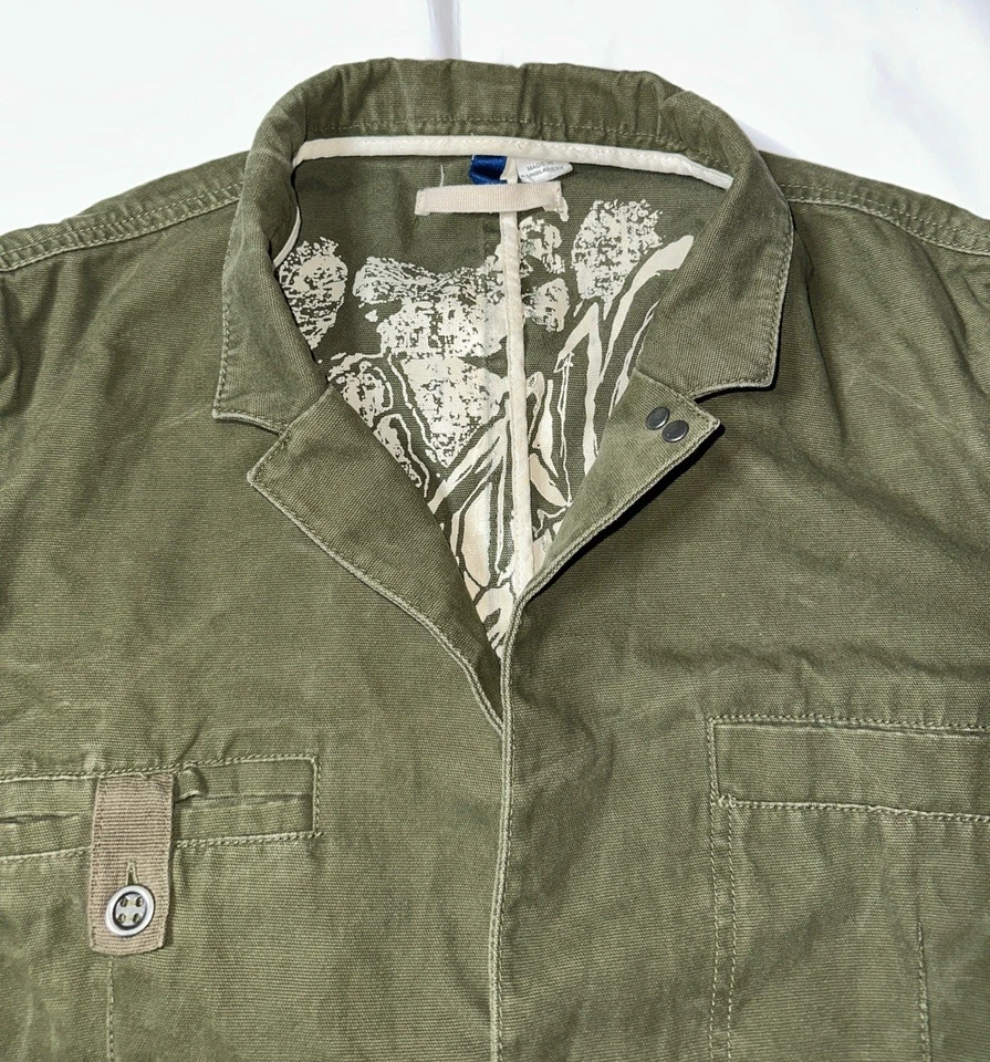 Blazer de colección H&M de un solo pecho utilitario del ejército botón delantero (talla L) de segunda mano Foto 3 de 4