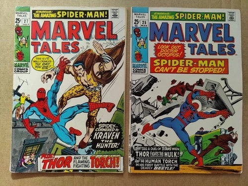Marvel Tales 25 27 Midgrade Lot Of 2 1969 Amazing Reprint Steve Ditko Spider-Man