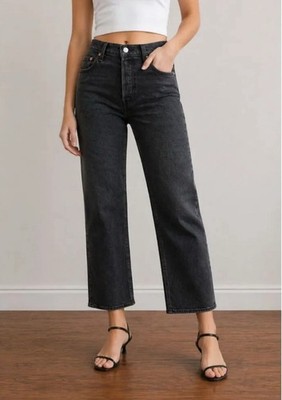 NWT Levi's Premium Ribcage Straight Ankle Women's Jeans Black 26 X 27