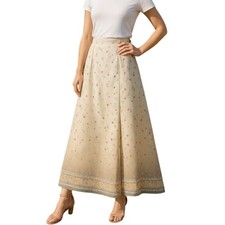 Studio C Vintage 90s Floral Faux Wrap Maxi Skirt Ombre Border Print M Womens