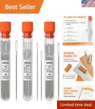 Versatile Large Eye Needle Set - 35 PCS with Convenient Storage for Seamstresses
