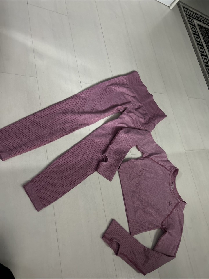 Ladies Pink Gym Set Top Leggings Sz S Sports Co-ords Running