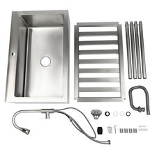 Commercial Stainless Steel Sink Laundry Kitchen Sink Utility Sink w/Drain-pipe